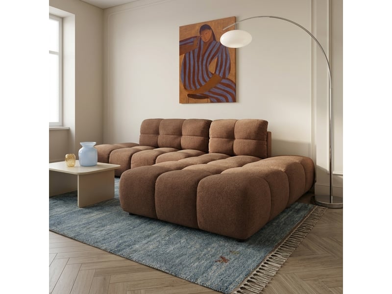 Canapé d'angle droit convertible almera 4 places tissu terracotta - Conforama B