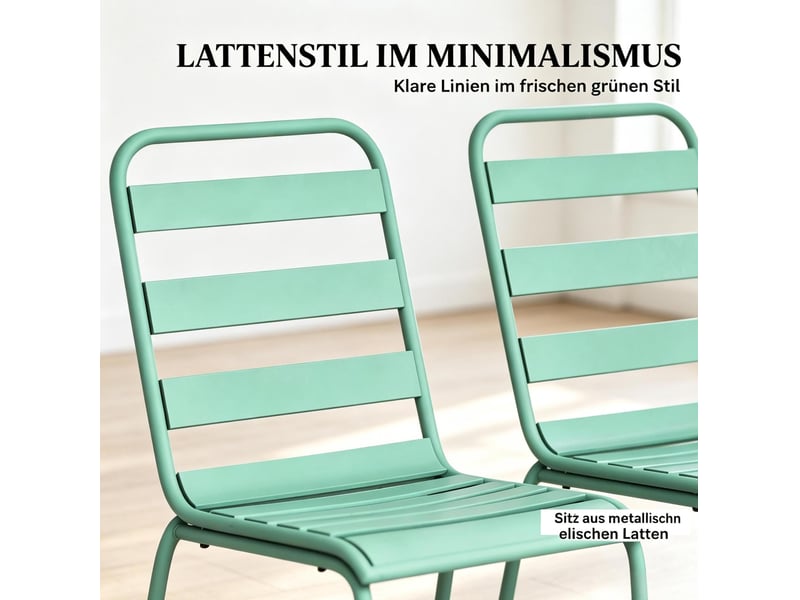  Lot de 2 chaises de jardin empilables 46x58x78 cm - vert - acier traité, pieds réglables pour extérieur  - Conforama E