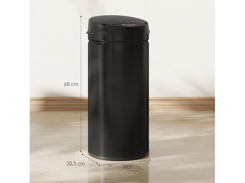  Poubelle à capteur 42 l noire en acier inoxydable avec fermeture douce, pour la cuisine et la buanderie  - Conforama C