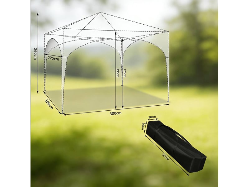  Tonnelle de jardin pliante 300x300x260 cm beige, métal et tissu oxford, protection pluie et soleil  - Conforama C