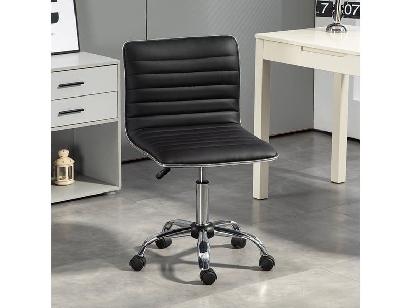  Chaise de bureau à roulettes pivotante avec hauteur réglable et siège rembourré dimensions 48 x 52 x 78-90 cm en noir  - Conforama D