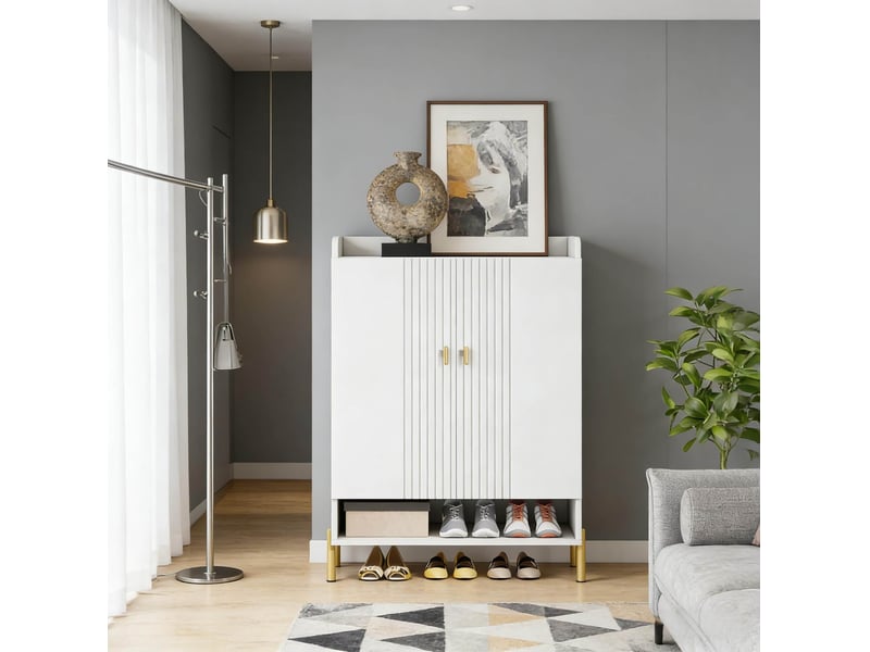  Meuble à chaussures 2 portes jusqu'à 20 paires blanc evryae  - Conforama D