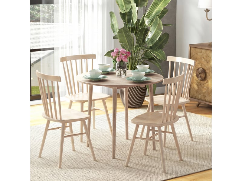  Table de salle à manger pliante 2 abattants - table ronde extensible - peu encombrante avec pieds en bois ø89 x 73.5h cm  - Conforama C