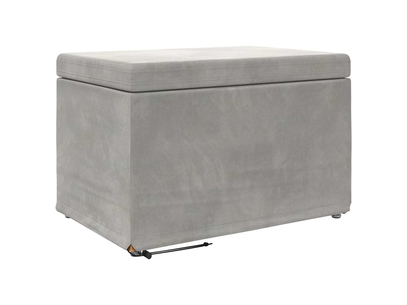  Tabouret bas, ottoman gris clair 61x41x40 cm velours et bois composite  - Conforama A