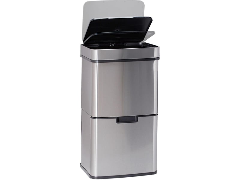  Poubelle de tri sélectif 3 compartiments pratique salle de bain 74,5 x 42 x 31,5 cm en plastique noir 13_0018073  - Conforama C