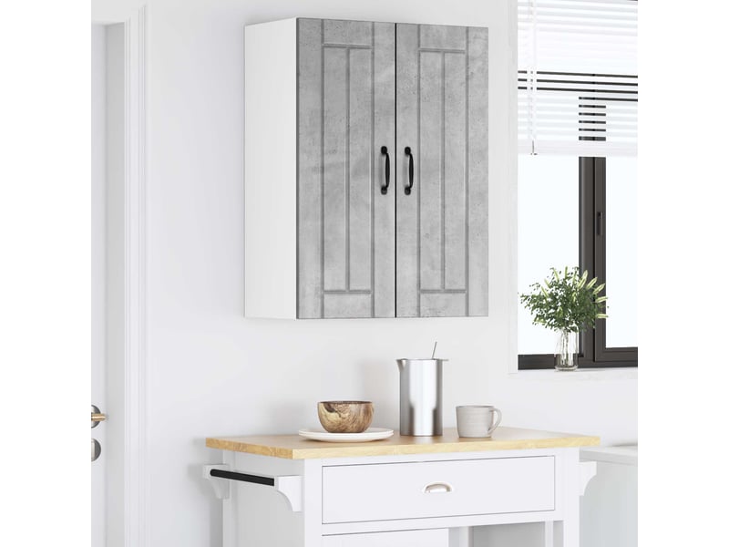 Meuble mural de cuisine | armoire de cuisine 2 pcs gris béton bois d'ingénierie shl8514 - Conforama D