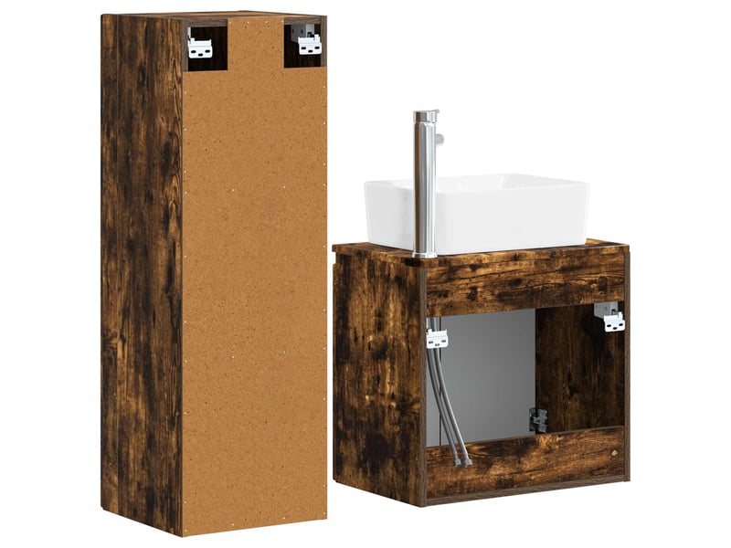 Ensemble de mobilier de salle de bain 2 pcs chêne fumé shl8207  - Conforama E