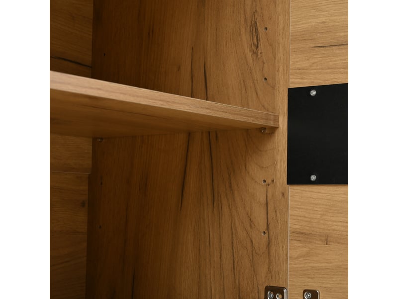  Buffet 140 × 40 × 70 cm, avec 3 portes et 5 étagères réglables, organisation modulaire pour salon, chêne, au design moderne, coloris naturel CARDUME ESTIVAL - Conforama E