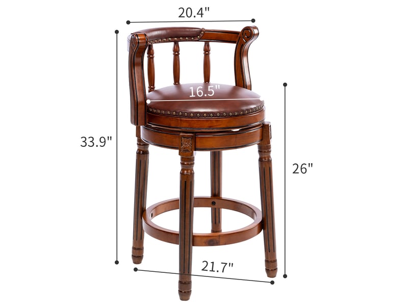  Tabouret de bar pivotant,54,8x54,8x96 cm,avec dossier,cuir véritable,marron  - Conforama C