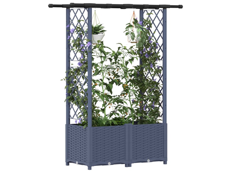  Jardinière - lit élevé avec treillis et toit gris 124,5 x 40 x 136 cm pp  - Conforama C