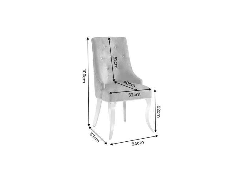  Lot de 2 chaises baroques velena en velours gris capitonné avec pieds argentés  - Conforama C