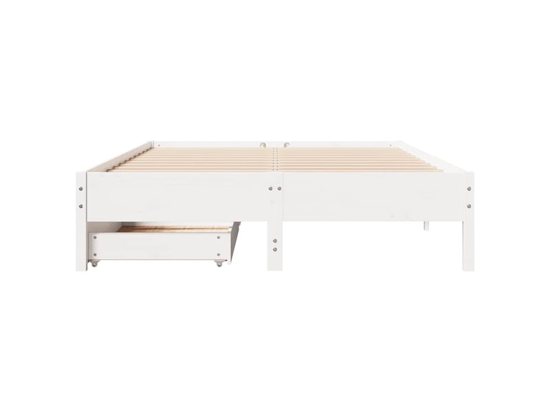  Lit double- lit adulte -  cadre de lit sans matelas blanc 135x190 cm bois de pin massif  - Conforama C