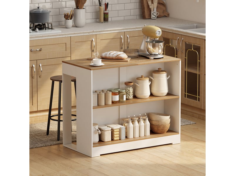 Table de bar,table haute de cuisine, mange-debout panneau de particules blanc 113x60x90cm  - Conforama C