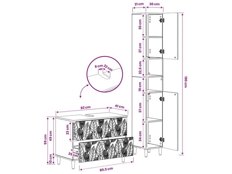 Ensemble de 2 meubles de salle de bain delft sonoma gris cf63125 - Conforama E