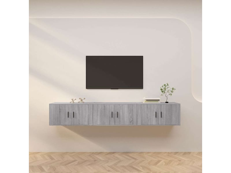  Meubles tv - banc tv - meuble de rangement muraux 3 pcs sonoma gris 80x34,5x40 cm  - Conforama B