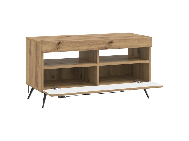 Meuble tv - banc tv - meuble de rangement led chêne artisanal bois d'ingénierie - Conforama E