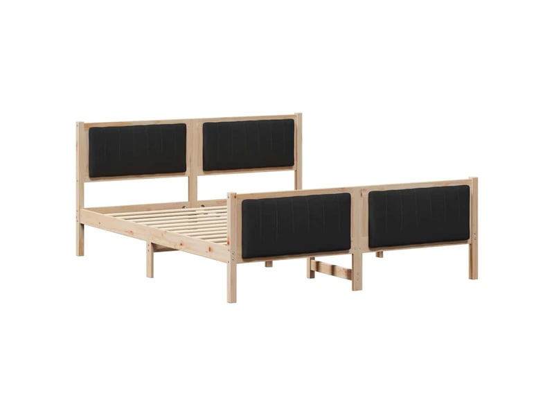  Lit double- lit adulte -  cadre de lit marron et noir 150 x 200 cm bois massif en pin  - Conforama A