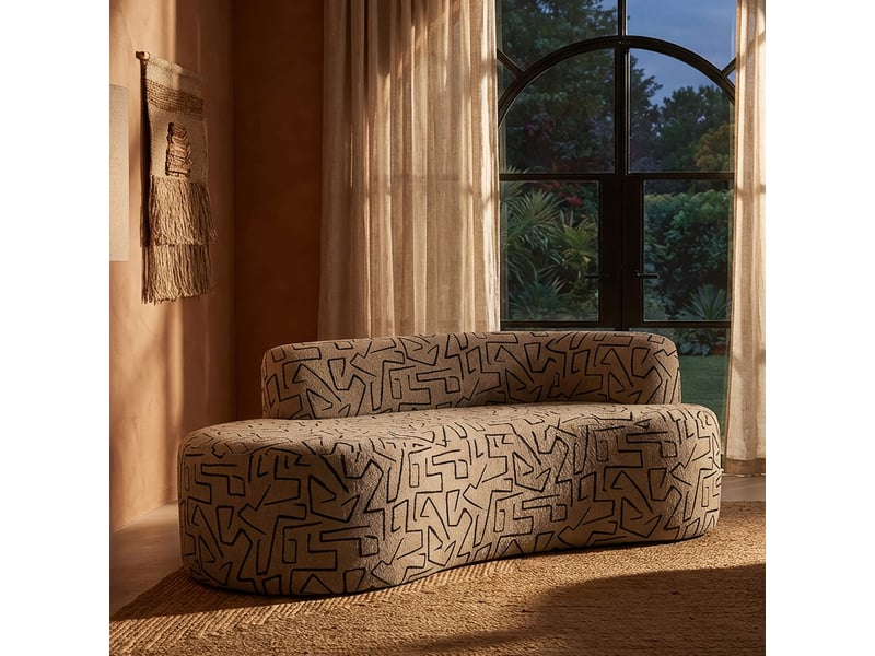  Canapé fixe 2 places dadato, motifs géométriques, 93x45x178h cm beige Dadato - Conforama B