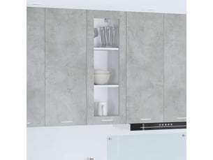 Meuble de rangement cuisine, armoire suspendue gris béton 40x31x100cm bois d'ingénierie