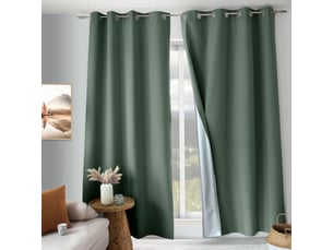 Rideaux occultant thermique, vert gris, 140x240 cm, lot de 2, avec œillets, collection oxford, cmadeco - vert