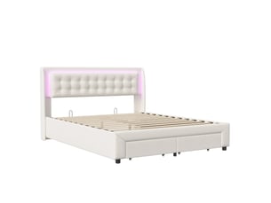 Lit avec rangement 140x190 cm MODENVIE coloris beige