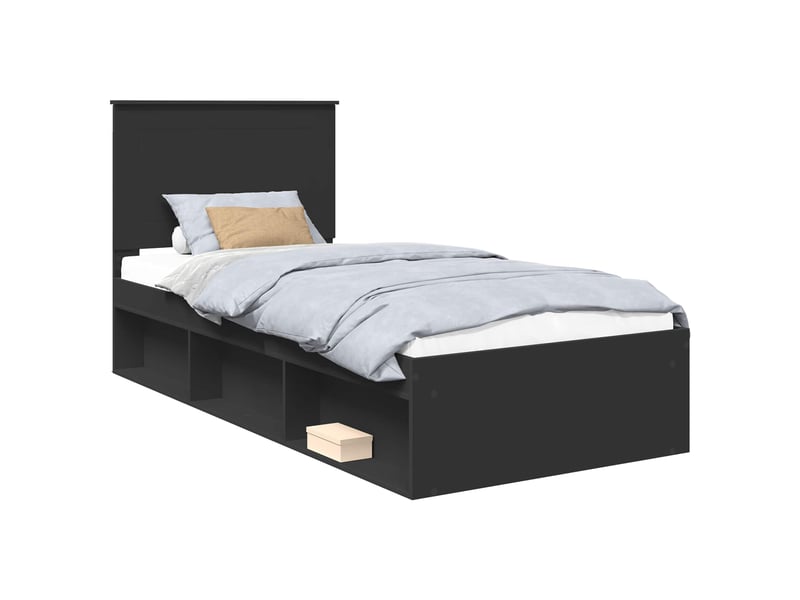  Lit simple- lit adulte -  cadre de lit noir 100 x 200 cm bois de pin massif  - Conforama A