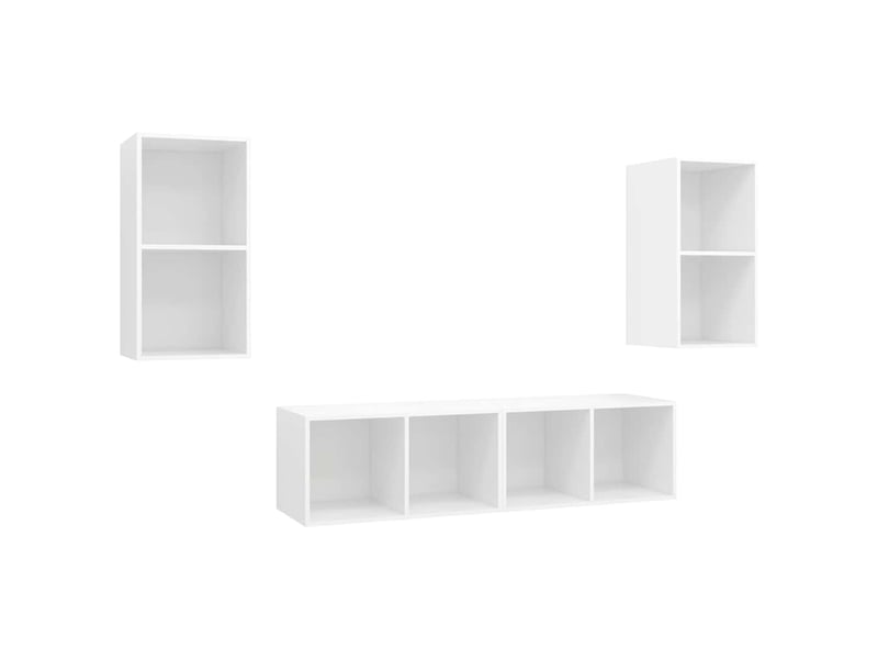  Lot de 4 meuble tv mural, meuble tv suspendu blanc bois d'ingénierie shl27439  - Conforama A