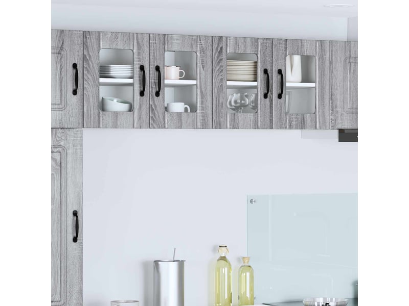  Cabinet en verre mural 2 pcs sonoma gris bois d'ingénierie shl5123  - Conforama B