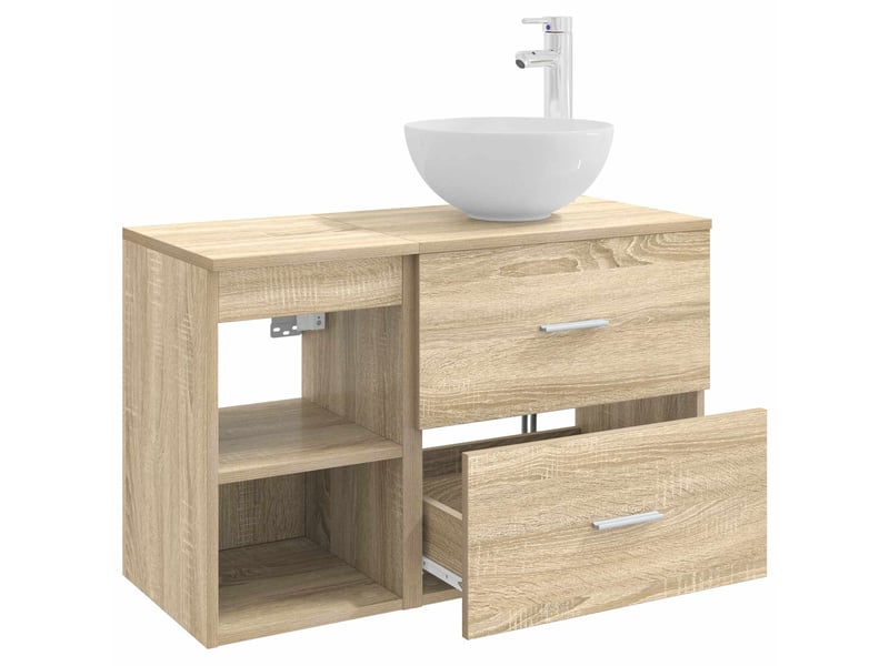 Ensemble de mobilier de salle de bain 2 pc chêne sonoma cf64120 - Conforama D