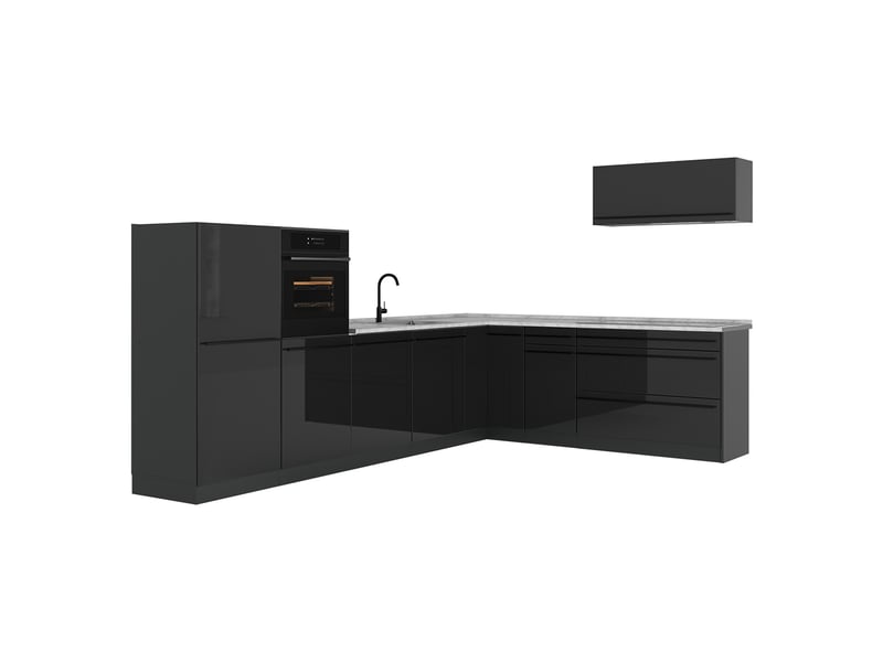  Vicco cuisine en angle, anthracite haute brillanceanthracite, 327 x cm plan de travail marbre  - Conforama A