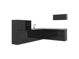 Vicco cuisine en angle, anthracite haute brillanceanthracite, 327 x cm plan de travail marbre
