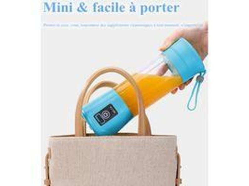  Mini blender portable 380 ml bleu rechargeable usb 6 lames 3d  - Conforama C