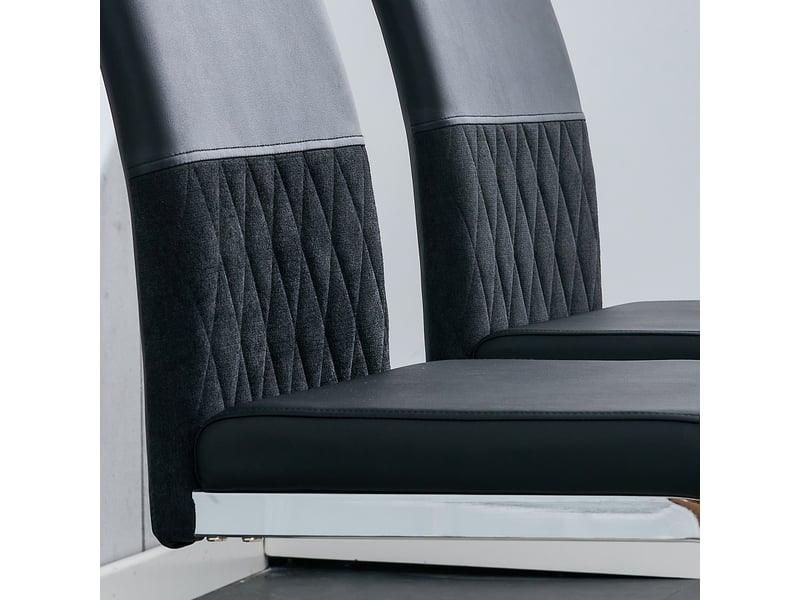  Lot de 4 chaises de salle à manger,42x45x95 cm,similicuir et métal,noir  - Conforama E