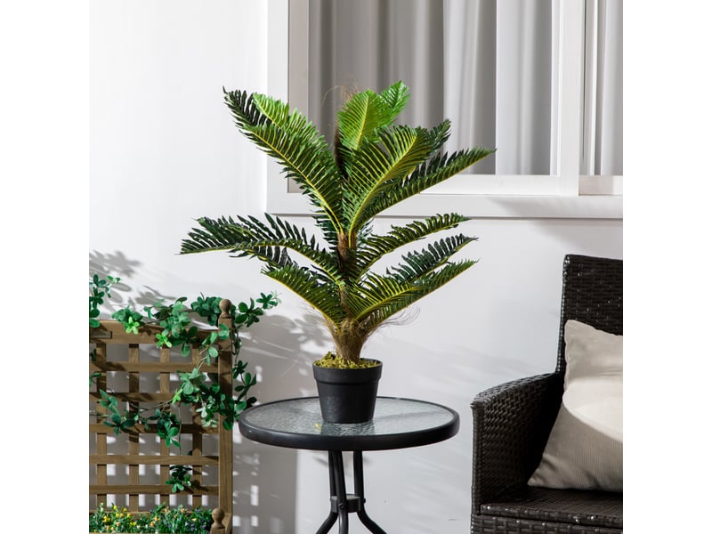  Palmier artificiel vert avec 18 feuilles et pot inclus, pour l'intérieur, hauteur 85 cm.  - Conforama D