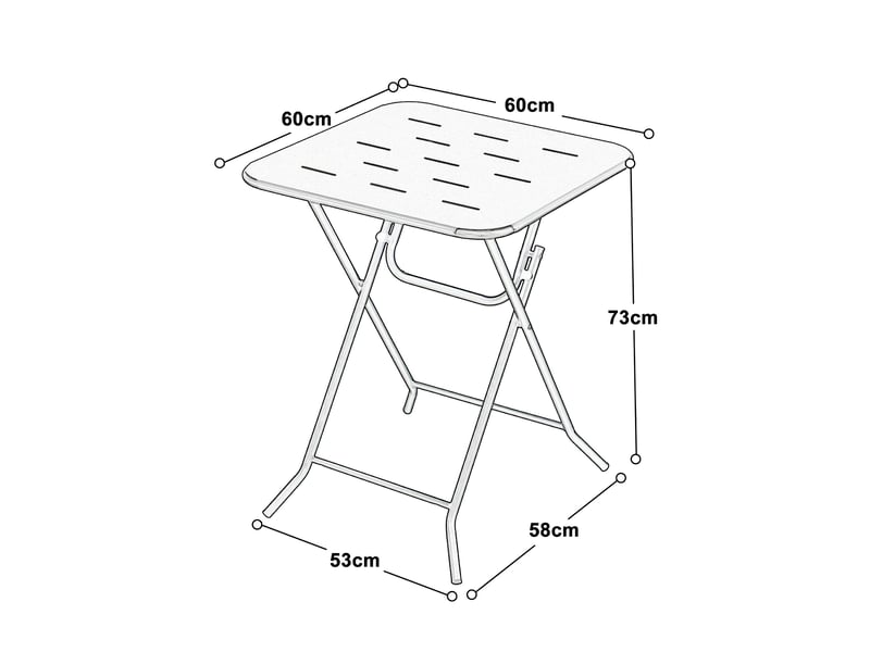 Salon de bistrot pliant extérieur 3 pièces 60x60 cm – blanc – acier avec revêtement e-coating, 2 chaises - Conforama C