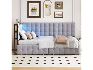 Lit simple 90x200 cm OKWISH coloris gris