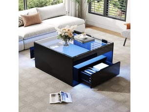 Table basse carré(e) coloris noir <strong>OOIILLEE</strong> <strong>Luxe haut de gamme</strong> - 70 cmx70 cm
