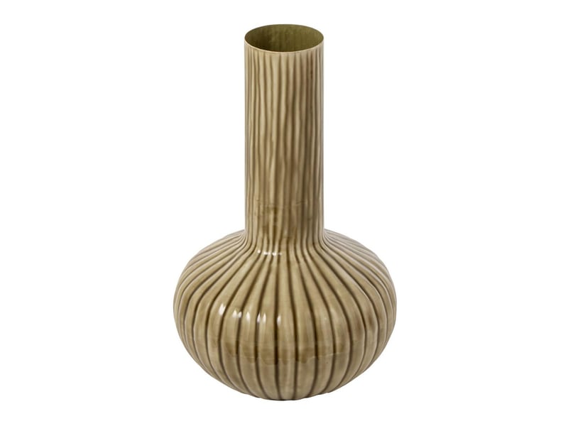  Vase bulbe en métal jarl 41cm vert olive  - Conforama A