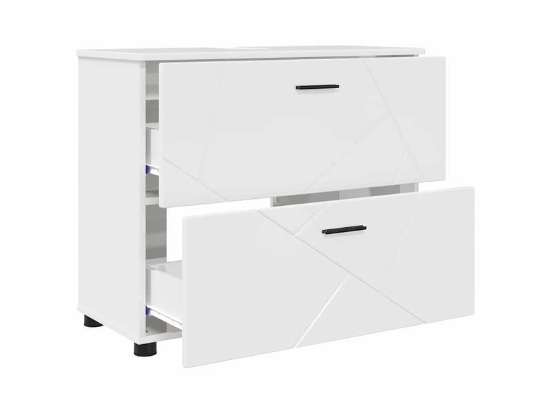 Cabinet de salle de bain, armoire salle de bain blanc brillant 76,5 x 35 x 64 cm cf65253 - Conforama E