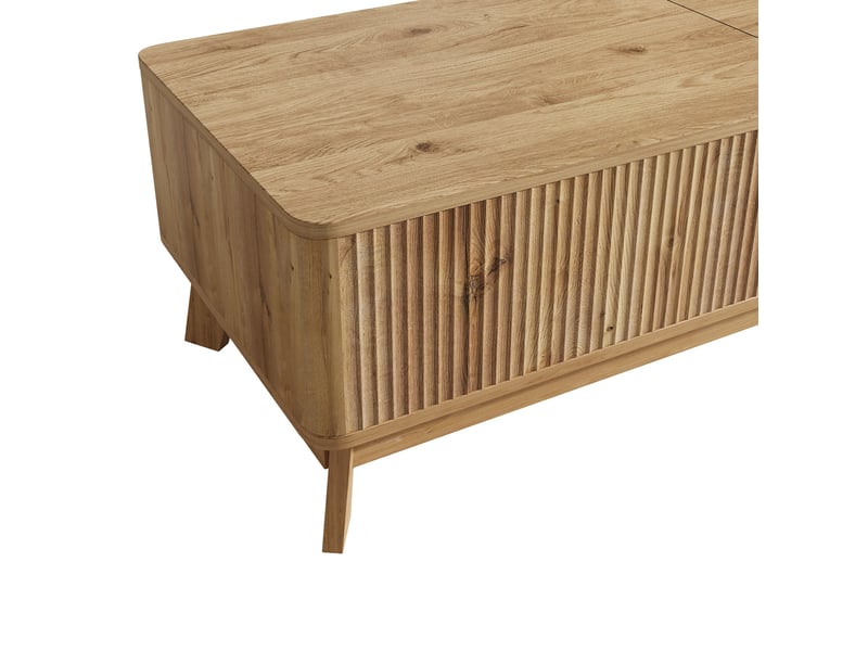  Table basse 95x48x50 cm, plateau escamotable, espace de rangement, table de salon, table basse salon, en mdf, naturel  - Conforama E