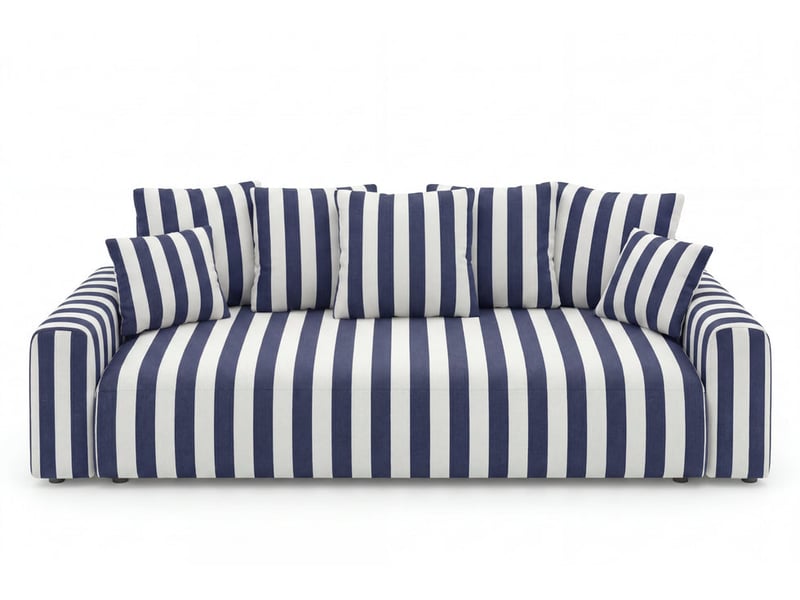  Oli - canapé droit convertible tissu rayé bleu  - Conforama A