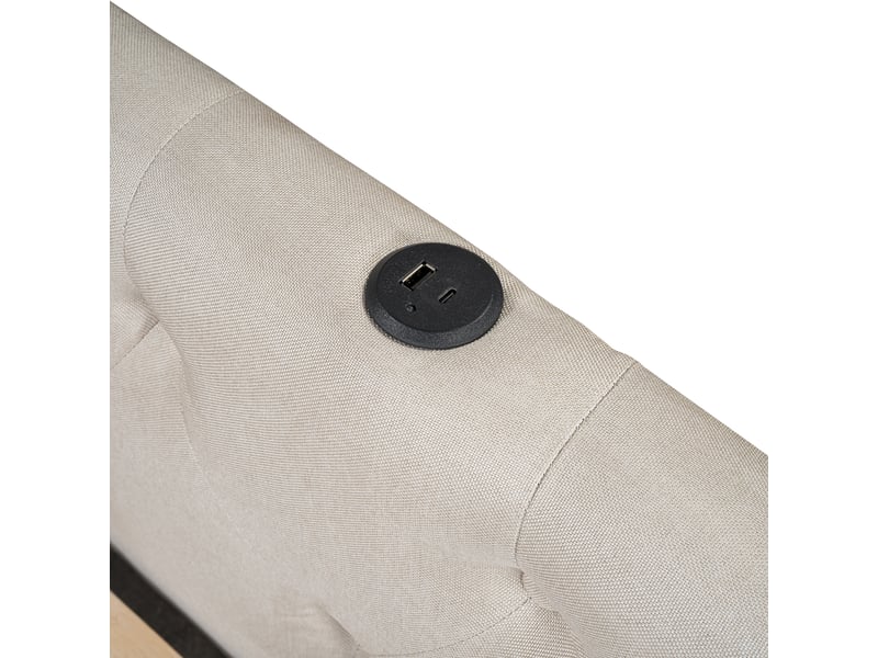 Canapé lit 140x200 en lin beige avec sommier - éclairage led et ports usbtype-c  - Conforama R