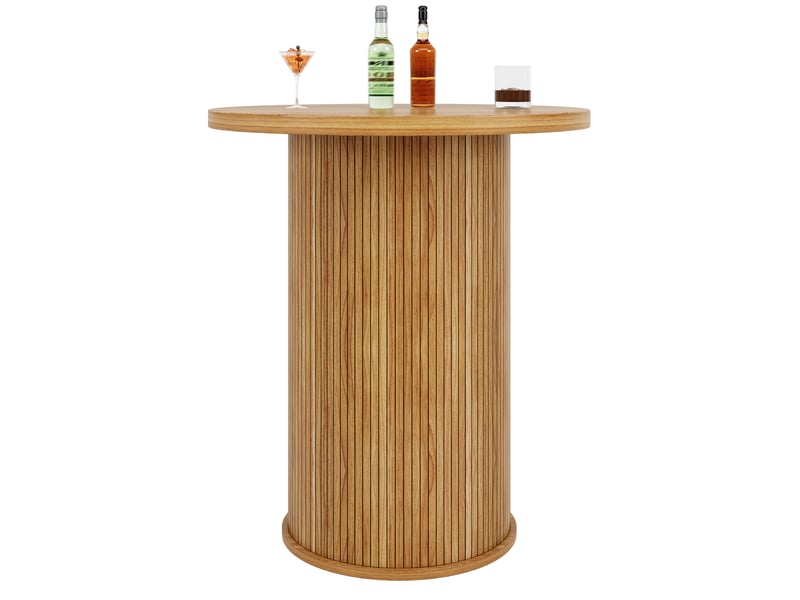 Table de bar ronde avec rangement, 91,6 cm, effet bois mdf, charge 75 kg, meuble pour bar et salon - Conforama A