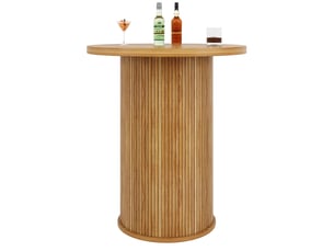 Table de bar ronde avec rangement, 91,6 cm, effet bois mdf, charge 75 kg, meuble pour bar et salon