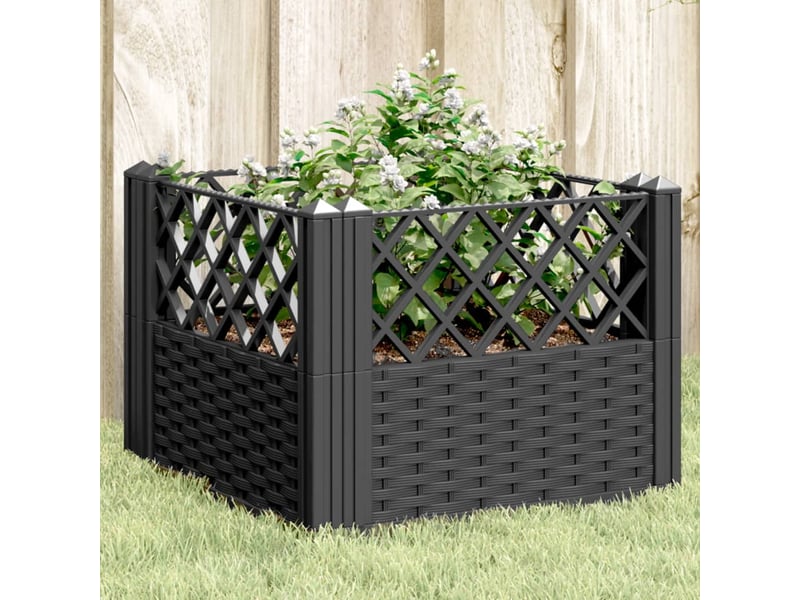  Jardinière - bac à fleurs avec piquets noir 43,5x43,5x43,5 cm pp  - Conforama B