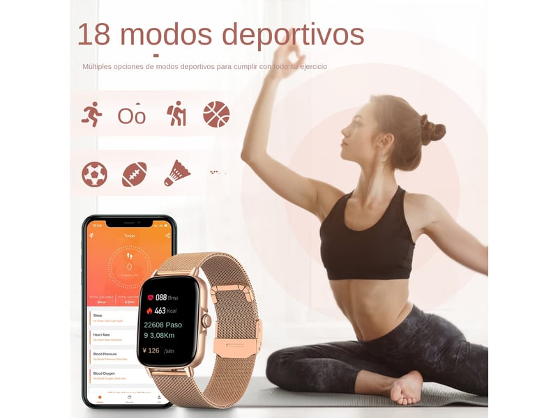  Montre connectée pour femme, permet de passer et de recevoir des appels, 28 modes sportifs.  - Conforama E