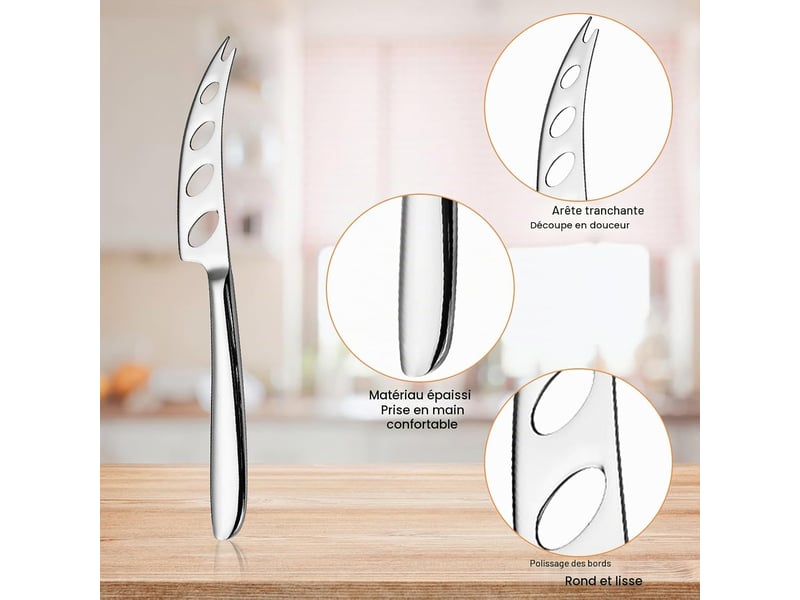  Trancheuse à fromage, couteau à fromage, râpe à chou, en acier inoxydable poli, coupe-fromage, lame tranchante avec denture, passe au lave-vaisselle CSTY-0010105TY - Conforama B