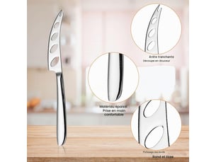 Trancheuse à fromage, couteau à fromage, râpe à chou, en acier inoxydable poli, coupe-fromage, lame tranchante avec denture, passe au lave-vaisselle