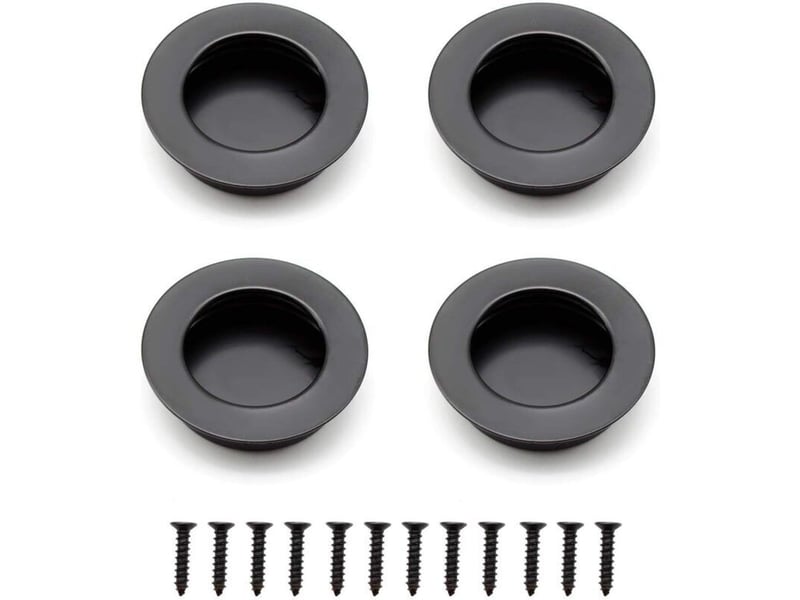 4pcs poignées rondes encastrées 40mm acier inox noir portes coulissantes tiroirs armoires meubles - Conforama A