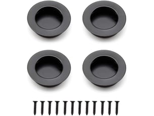 4pcs poignées rondes encastrées 40mm acier inox noir portes coulissantes tiroirs armoires meubles